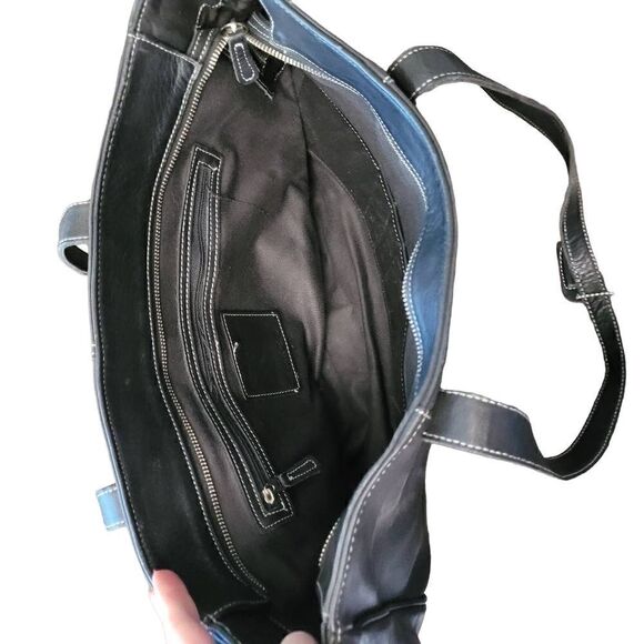  Coach Leather Black Tote bag with zip closure 21x12 - Picture 10 of 13